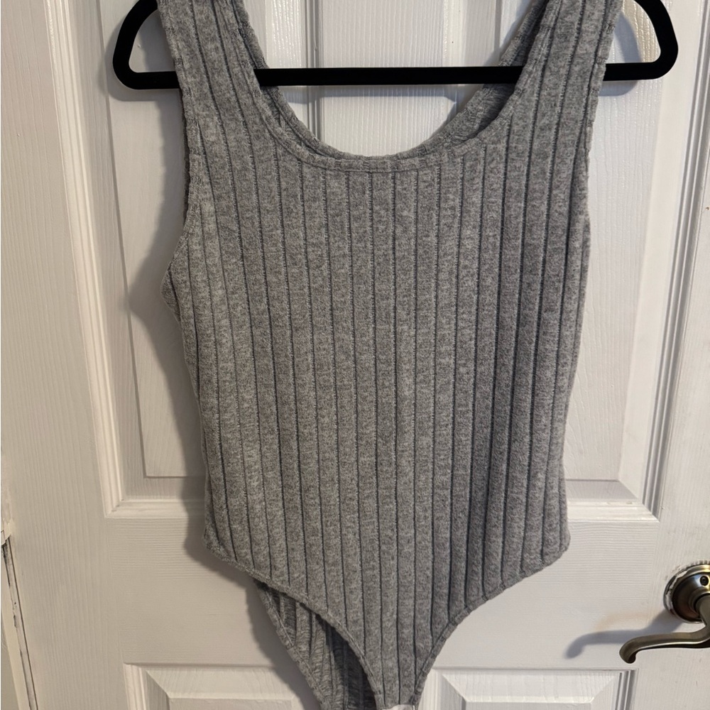 Gray Ribbed bodysuit